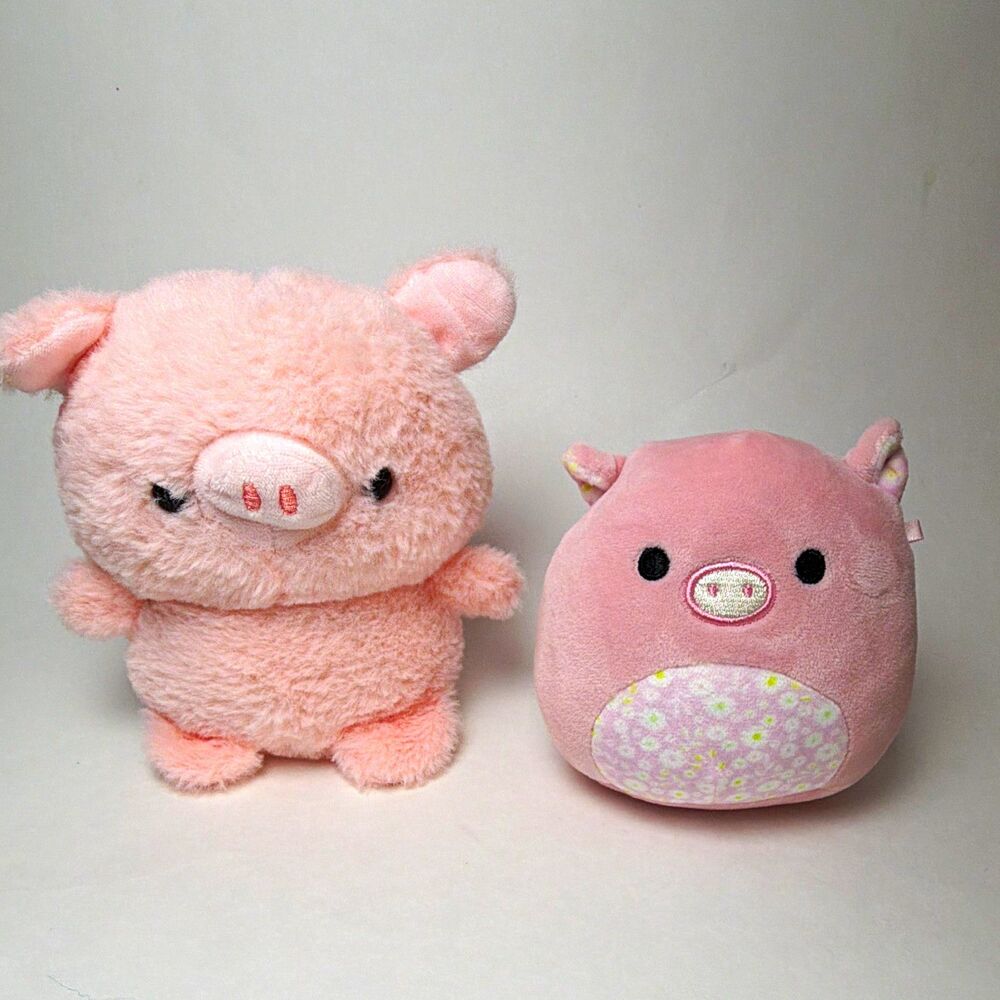 Pink Pig Plush Stuffed Animals Lot of 2 Soft, 1 Squishmallows 1 unbranded